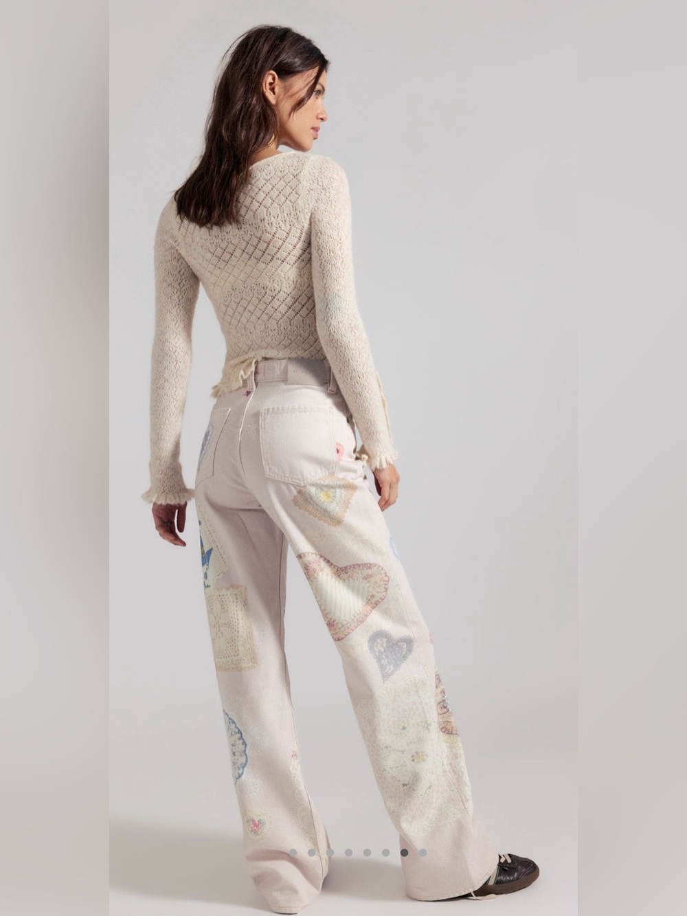 NWT Free People 29 We the Free Tinsley Printed Jeans in Illusions Heirloom Ivory - Picture 3 of 9